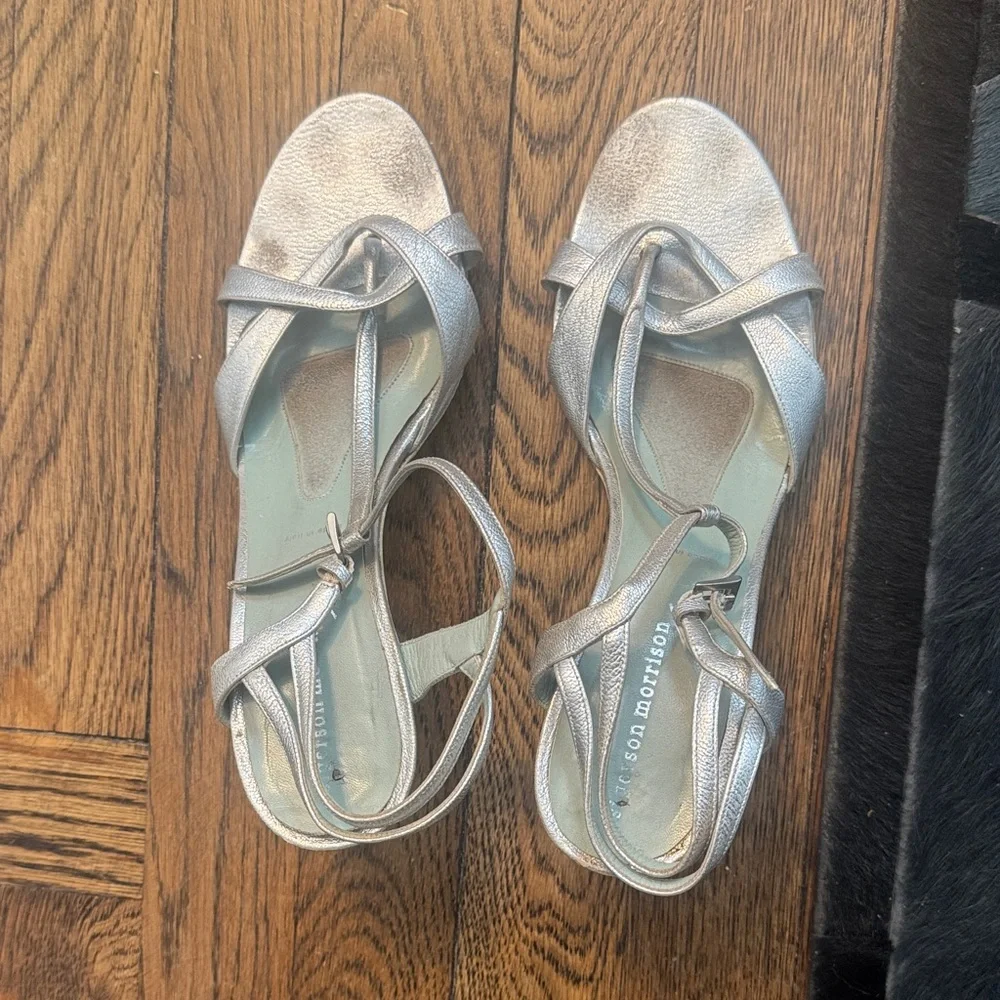 Elegant Silver Strappy Sandals - Picture 2 of 5